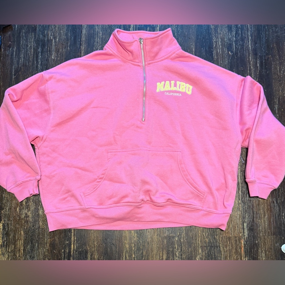 Malibu Pink Half-Zip Turtleneck Sweater